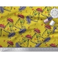 thumbnail image 3 of Soimoi Yellow Poly Georgette Fabric Flower Basket & Bicycle Transport Printed Craft Fabric by the Yard 52 Inch Wide, 3 of 3