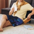 thumbnail image 4 of Bixox Men's Starry Sky Meditating Chimpanzees printed lightweight casual shorts, soft sleep shorts with pockets., 4 of 5
