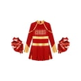 thumbnail image 3 of Doomiva Kids Girls Rhinestone Letter Print Long Sleeve Cheerleading Uniform Dance Dress with Pom Pom Carnival Dancewear Red 8, 3 of 5