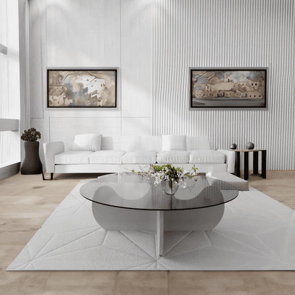 Assembled Novelty Base Round Tempered Glass Coffee Table