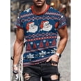 thumbnail image 3 of Camiseta con estampado gráfico de Papá Noel para hombre, camisetas navideñas con cuello redondo, camisetas divertidas de manga corta, camiseta de gimnasio de gran tamaño, ropa de moda para hombre, 3 of 5