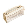 thumbnail image 2 of AuroraX Clear Pencil Case with 3 Compartments,Large Capacity White Pencil Pouch,Pen Bag, 2 of 5