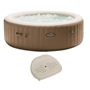 Intex PureSpa 85 Inch 6 Person Inflatable Round Hot Tub & Inflatable Seat