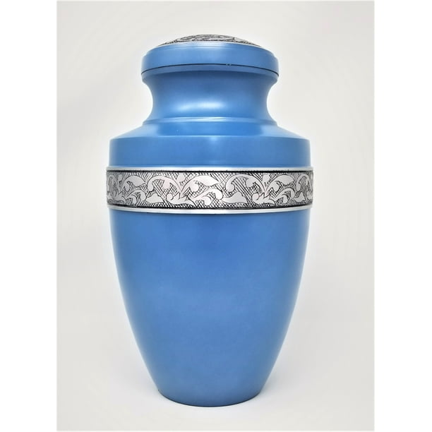Memorials4u Sky Blue Cremation Urn for Human Ashes Adult Funeral Urn