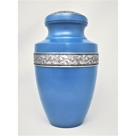 Memorials4u Sky Blue Cremation Urn for Human Ashes - Adult Funeral Urn Handcrafted - Affordable Urn for Ashes - Large Urn