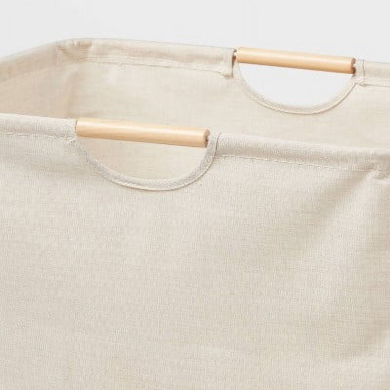 Canvas Rectangle Laundry Hamper - Beige, 80L Capacity, Open-Top, Multipurpose Clothes Sorter, No Assembly Required