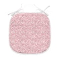 thumbnail image 1 of Floral Dining Chair Pad, Rose Motifs with Leaves on Blush Background Romantic, Water Resistant Pillow with Straps for Kitchen Seats, 6 Pieces Set, Pale Pink Dark Coral, by Ambesonne, 1 of 5