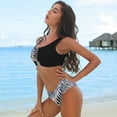 thumbnail image 6 of Women's High Waist Tropical leaves Bikini Buckle Front Two Piece Swimsuit, 6 of 6