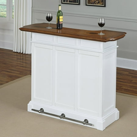 Home Styles Americana 4-Shelf Bar with Footrail, White and Brown Finish