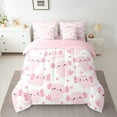 thumbnail image 2 of Manfei Kawaii Axolotl Child Bedding Comforter Set 7 Pieces, White Pink Cartoon Animal Full Bedding Set, Love Heart Reversible Fitted Sheet Flat Sheet, Microfiber Bedroom Decor, 2 of 7