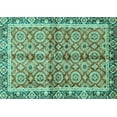 thumbnail image 1 of Ahgly Company Machine Washable Indoor Rectangle Oriental Turquoise Blue Traditional Area Rugs, 2' x 4', 1 of 4