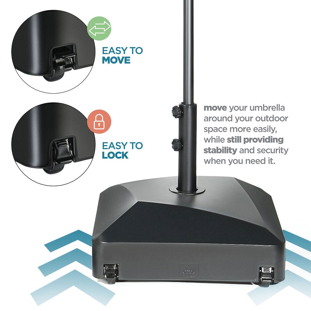 Maple99USA Patio Umbrella Base, 123 lbs Capacity, Black, Square, HDPE Plastic, Heavy Duty