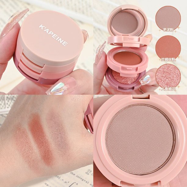Paleta de maquillaje 3 en 1, sombras de ojos nacaradas mate, colorete, resaltador, contorno de tres capas, todo en uno, ilumina la piel