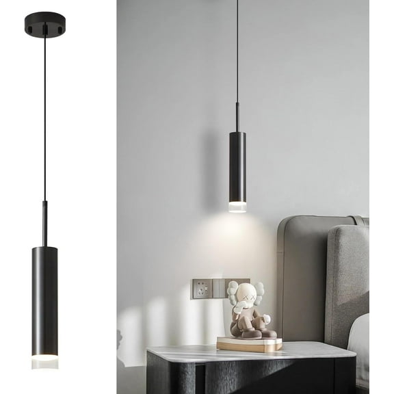 KCO Lighting LED Black Mini Pendant Light Modern Cylinder Pendant Lighting