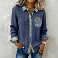 thumbnail image 2 of Outfmvch Sweatshirt Denim Collar Sweater, 2026 Women Solid Casual Long Sleeves Lapel Denim Patchwork Stitching Pullover Tops A1 Dark Gray S-3XL, 2 of 9