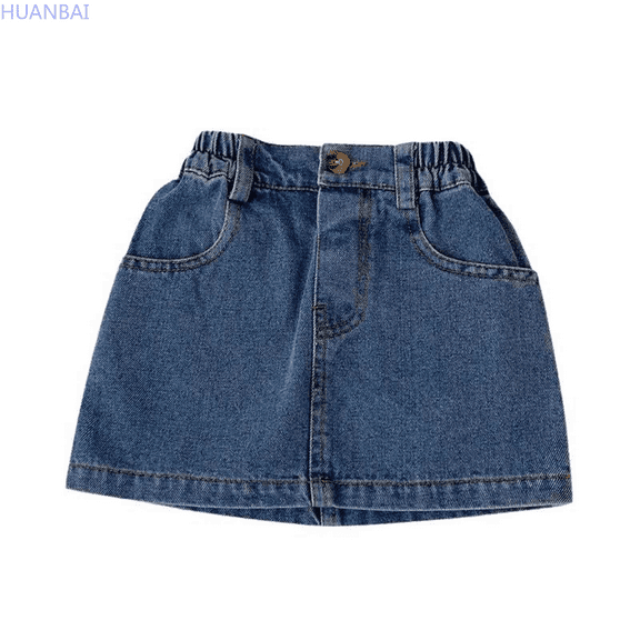 HUANBAI Girls Denim Skirts Place Baby Toddler Girls Denim Skirt Ripped Distressed Ra Trim Denim Skirt Skorts Sport Performance Skirt 3-4 Years