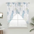 thumbnail image 5 of Coastal Blue Kitchen Window Curtains, Swag Curtains Valance for Bedroom Living Room Bathroom, Ocean Coral Starfish Jellyfish Seahorse Rod Pocket Window Treatment Curtain Block Drapes 2 Panels 28"x36", 5 of 9