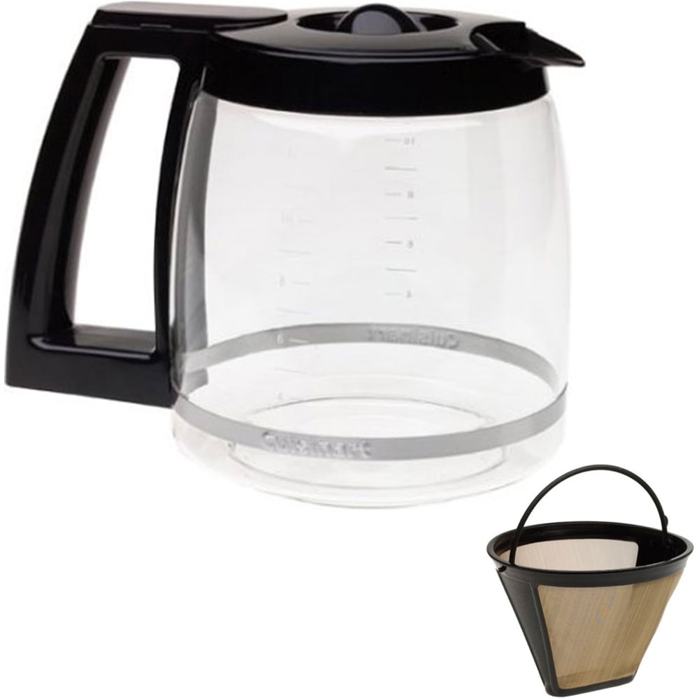 Cuisinart 12 Cup Replacement Carafe Black (DCC1200PRC) with Gold Tone
