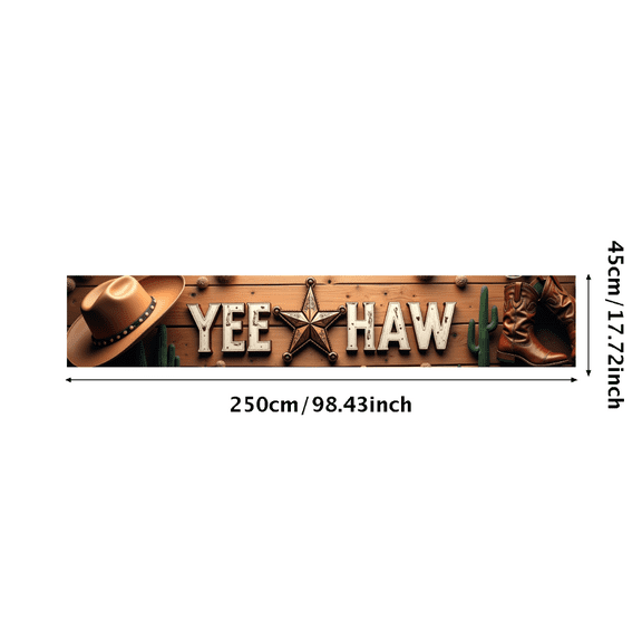 LUUFILx Western Theme Yee Haw Banner Backdrop Cowboy Hat Boots Cactus Party Decoration Photo Prop Country Rustic Background Event Supplies Reception Decor