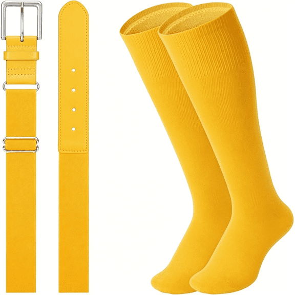 TELOLY Baseball Socks and Belt for Youth Adult Softball Socks Combo Elastic Waist Belt for Men Kids Boys Girls Women