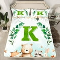 thumbnail image 2 of Feelyou Cartoon Monogrammed K Queen Sheet Sets for Kids, Jungle Raccoon Flat Sheet, Cute Animal Wildlife Queen Fitted Sheet, Super Cozy Room Decor, 4 Pieces, 2 of 7