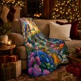 thumbnail image 3 of Printed Flannel Throw Blanket with Bluebirds Spring Garden Cottage Idyllic Country Floral Art, 3 of 9