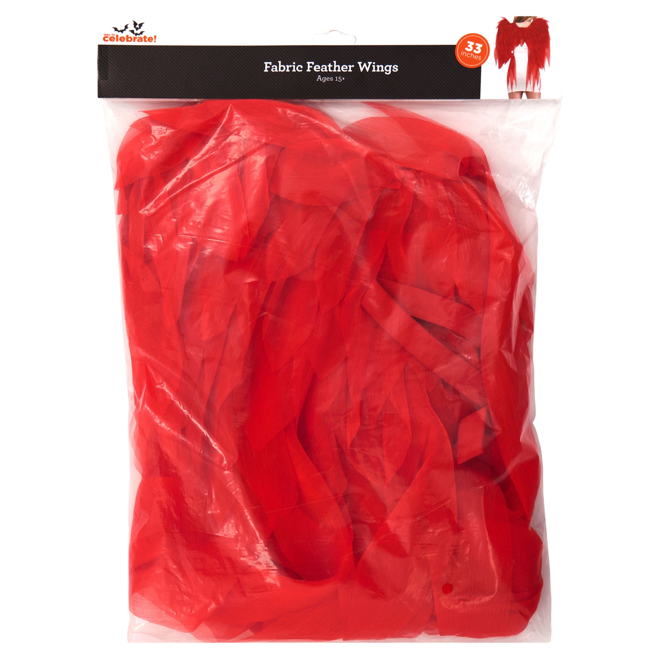 Fabric Feather Wings Costume Accessory for Adults, Red, Halloween by Way To Celebrate