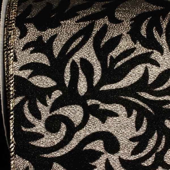 The Ribbon People Gold and Black Contemporary Wired Craft Ribbon 5" x 10 Yards