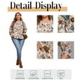 thumbnail image 5 of Cuteduck Women Plus Size Printed Tunic 3/4 Sleeve Fall Pleated Round-neck Casual Loose Ruffled Top 1X-4X, 5 of 7