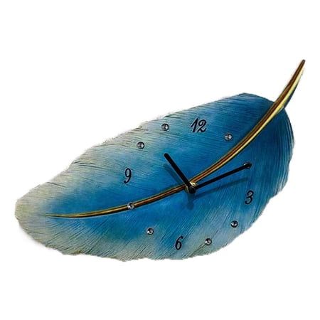 YWMJZEU 30cm large modern unique leaves wall clock, battery operated wall clock, bedroom Feather