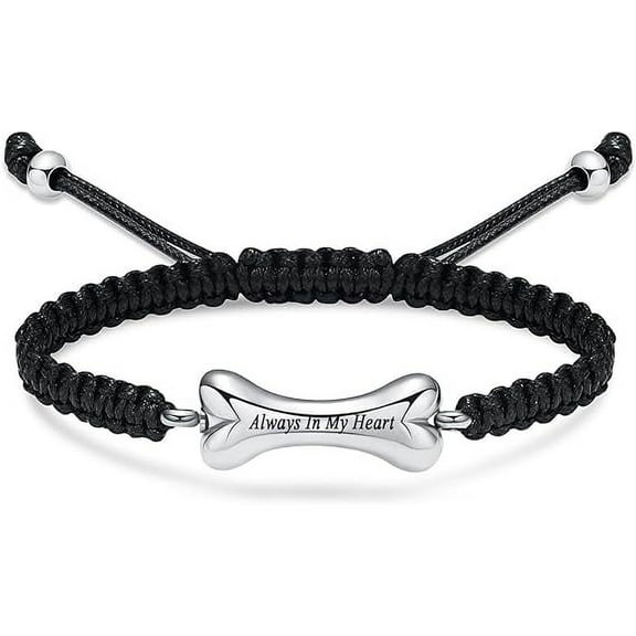 Bone Shape Urn Bracelet Ashes Keepsake Adjustable Cremation Jewelry Braided Rope Urn Bracelet for Pets For Dog's
