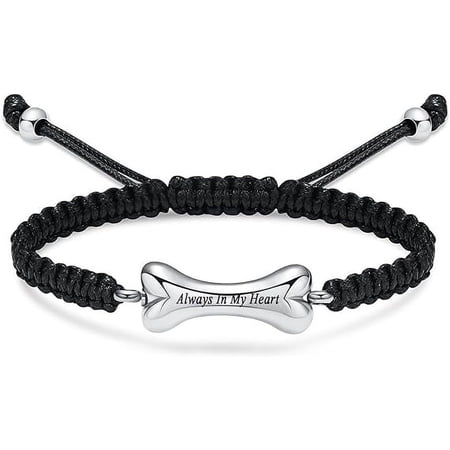 Bone Shape Urn Bracelet Ashes Keepsake Adjustable Cremation Jewelry Braided Rope Urn Bracelet for Pets For Dog's