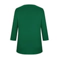thumbnail image 6 of Women's T-Shirts 3/4 Sleeve Crewneck Solid Color Pleated Split Casual Dressy Blouse, 6 of 6