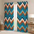 thumbnail image 2 of Homewish Teal Western Aztec Blackout Curtains Set of 2 (52x84 Each) for Women, Vintage Rustic Farmhouse Window Curtains, Triangle Abstract Curtains and Drapes, Living Room Curtains Decor, 2 of 6
