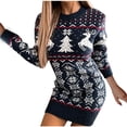 thumbnail image 1 of CEHVOM Robe Chandail de Noël pour Femme à Col Rond avec Orignal, Décontractée, en Tricot, Ample, à Manches Longues, 1 of 6
