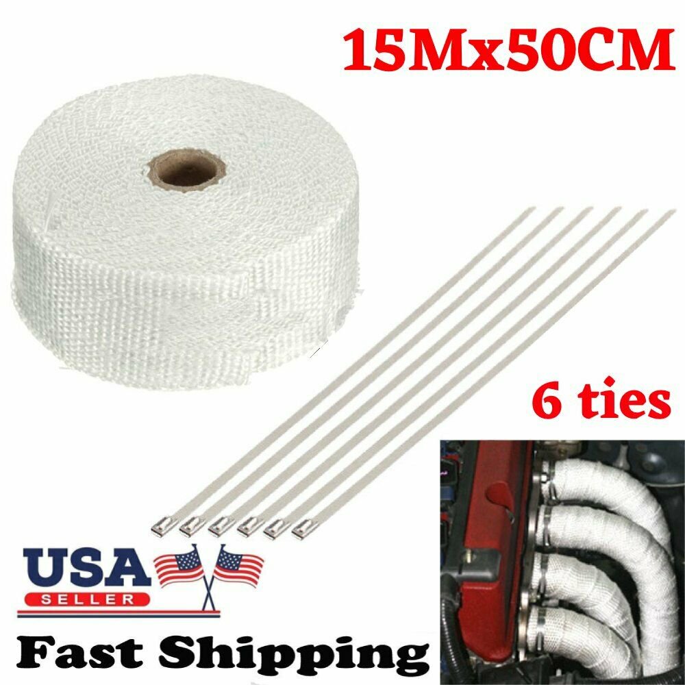 50Ft Fiberglass Heat Wrap Shield Cover Insulation For Header Test Pipe
