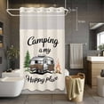 thumbnail image 3 of Camping Is My Happy Place No Hook Shower Curtain with Snap in Liner Leopard RV Vintage Linen Waterproof Bathroom Shower Curtain with See Through Top Window for Bathtub 36" x 72", 3 of 9