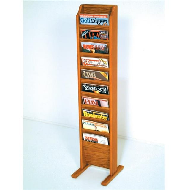 Wooden Mallet MR10-FSBM Cascade Free Standing 10 Pocket Magazine Rack - Black & Medium Oak