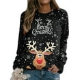 thumbnail image 3 of Noël Femmes Sweat-Shirt Manches Longues Fermeture Cardigan Col Rond Chaud Pull Mi Longueur Veste Imprimé Mode Pull Vacances Noël Outwear, 3 of 6