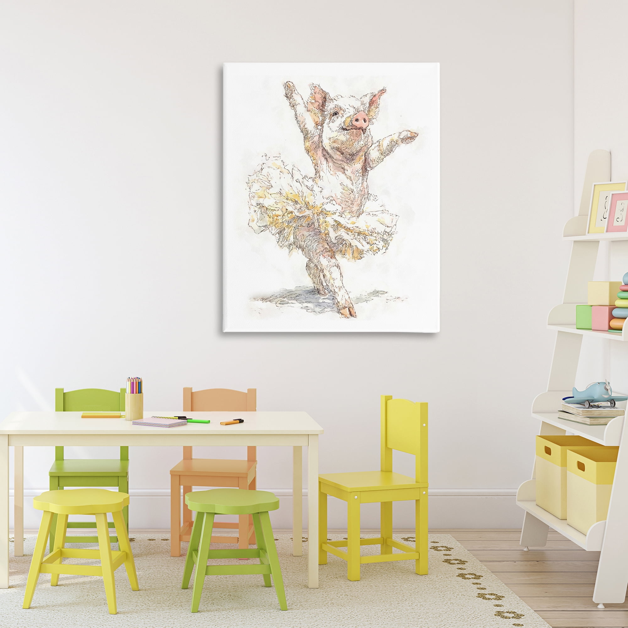 Ballet Pig Tutu Canvas Wall Art, design by Ziwei Li