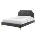 thumbnail image 1 of Platform Bed Frame, Queen Size, Velvet, Dark Grey Gray, Modern Contemporary Urban Design, Bedroom Master Guest Suite, 1 of 10