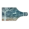 thumbnail image 2 of Christmas Cutting Board, Dreamy Display Deer Animal Poinsettia International Holiday Graphic, Decorative Tempered Glass Cutting and Serving Board, Wine Bottle Shape, Blue and White, by Ambesonne, 2 of 5