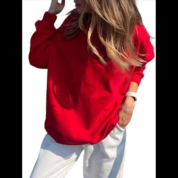 Sudaderas de Mujer con Cuello Redondo, Forro , Suéteres Oversize, Otoño 2025, Blusas Bonitas, Ropa Preppy Estilo-e L