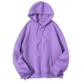 thumbnail image 4 of Baqcunre Womens Hoodies Womens Casual Hoodies Letter Graphic Print Long Sleeve Drawstring Hooded Sweatshirt Pullover Tunic Top With Pockets Womens Sweaters Womens Fall Fashion 2023 Purple 3XL, 4 of 4