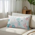 thumbnail image 3 of Coastal Turtle Throw Pillow Cover, Pillowcase Protectors with Zipper, Breathable Decorative Lumbar Pillow Case Cover, Teal Green Ocean Coral Starfish Jellyfish Pillow Shams for Couch Sofa 12x20Inch, 3 of 8