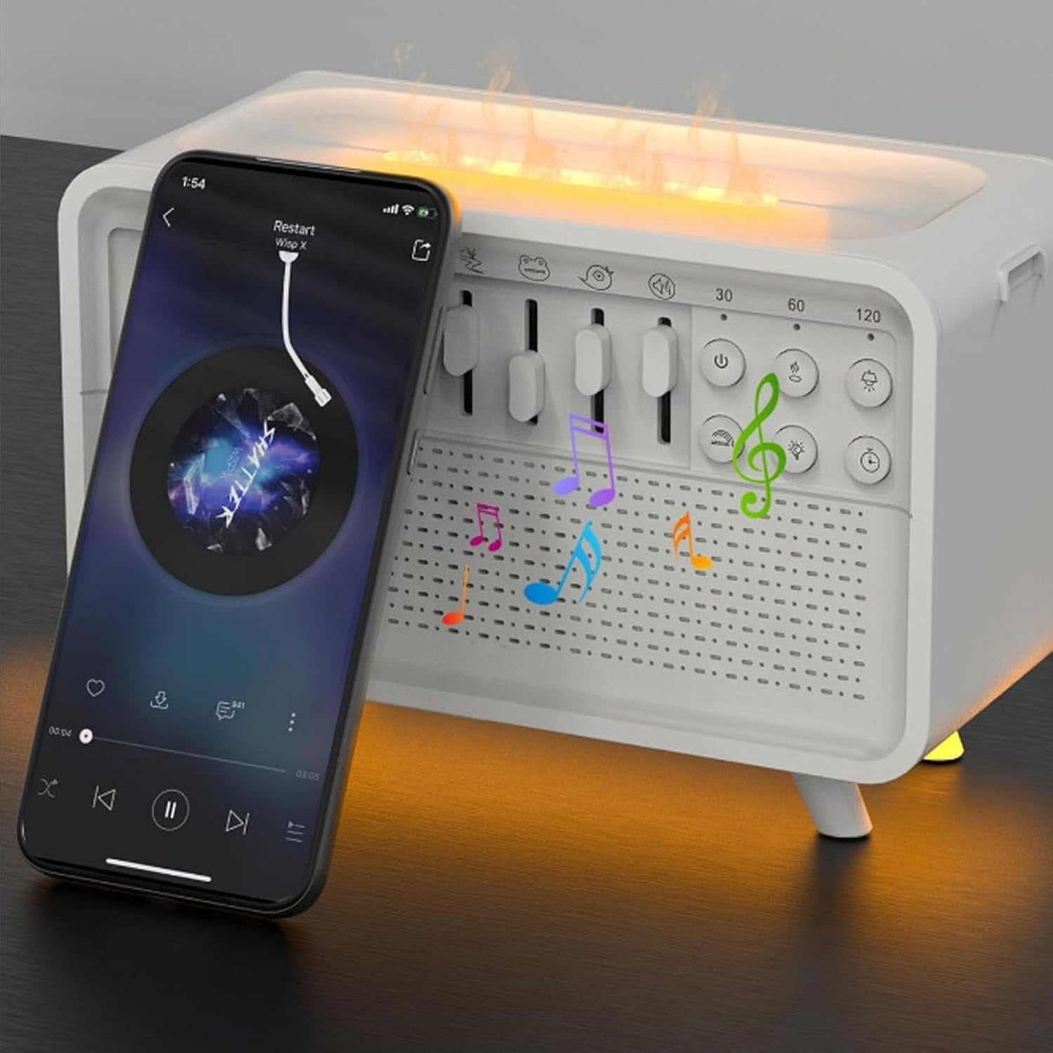 RAPOBRIX White Noise Night Light Humidifier - Sound Machine Bluetooth Speaker with Timer