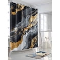 thumbnail image 3 of Abstract Marble Texture Shower Curtain, Black Gold Crack Gradient Waterproof Shower Curtain Set with 12 Hooks Lightweight Washable Fabric Shower Curtains for Bathroom 48x72 Inches, 3 of 6