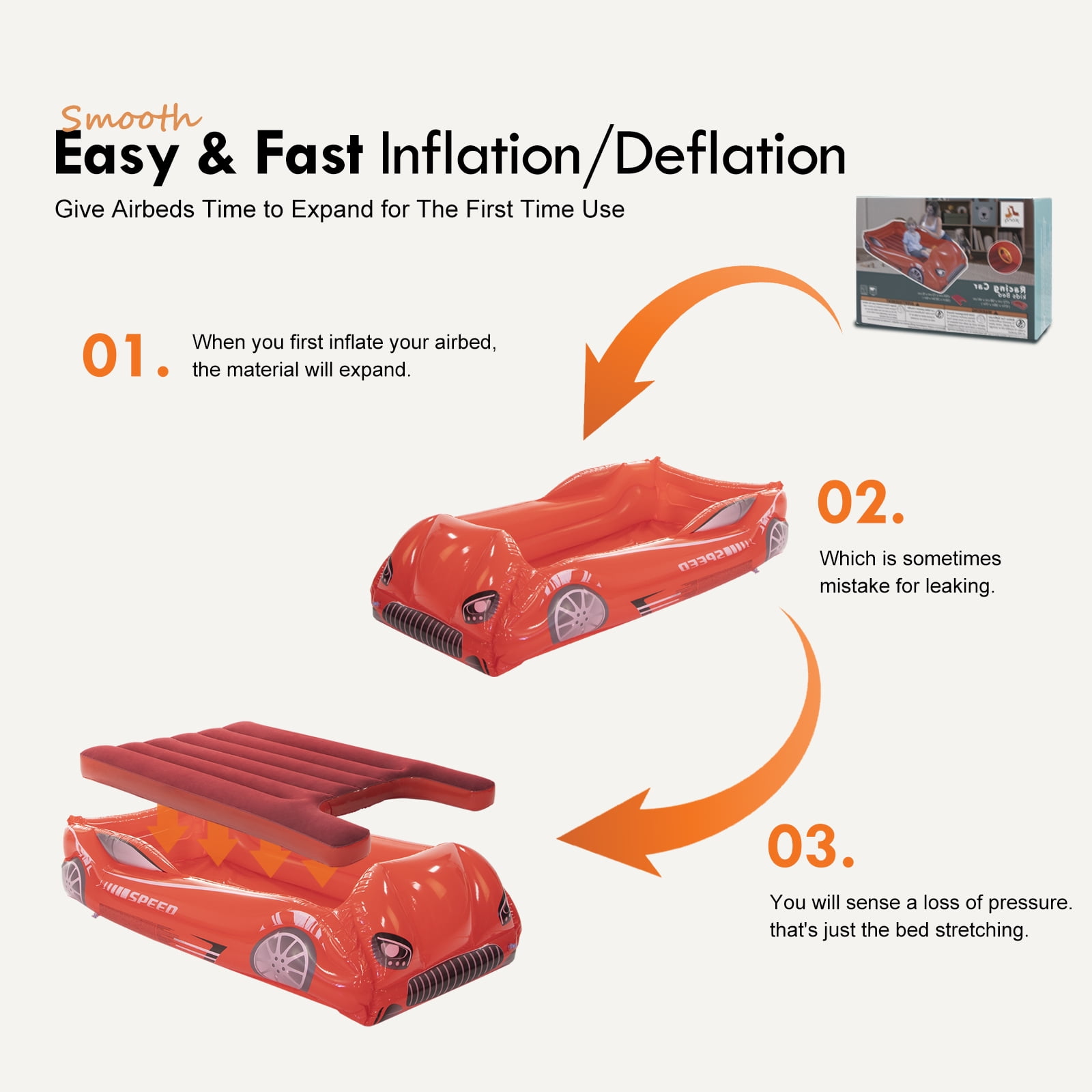 Honeydrill Travel Air Bed Inflatable Air Mattress with Raised Sides, Red