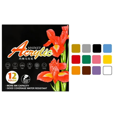 

Pencil Curler 12/24/36 Colors Acrylic Pen Acrylic Paint Pen Acrylic Paint Markers School Supplies for Drawing 2Ml