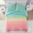 thumbnail image 2 of Mi Zone Queen Comforter Set, Faux Fur Bedding Set, Ombre Design, Aqua, Full, 3-Piece, 2 of 10
